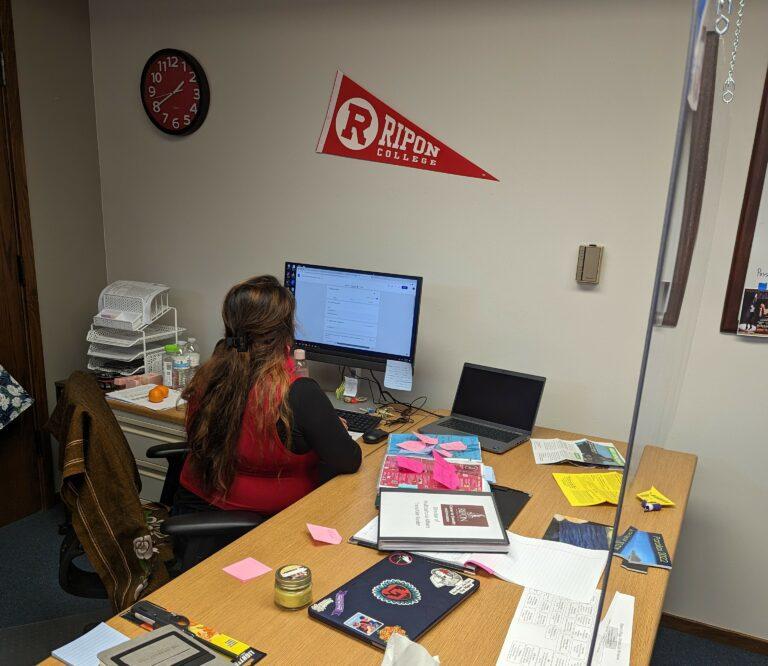 Yazmin Doroteo works at her desk in the Center for Diversity and Inclusion.