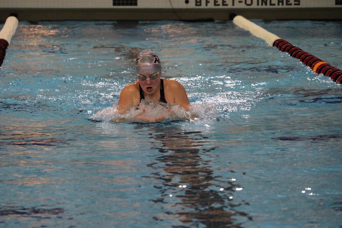 Kiarra Kahl, freshman, competing in the 200 yard breaststroke. 